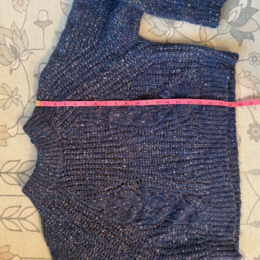 Dreamers women’s fleck cable knit sweater in navy blue size small cropped - Picture 4 of 5